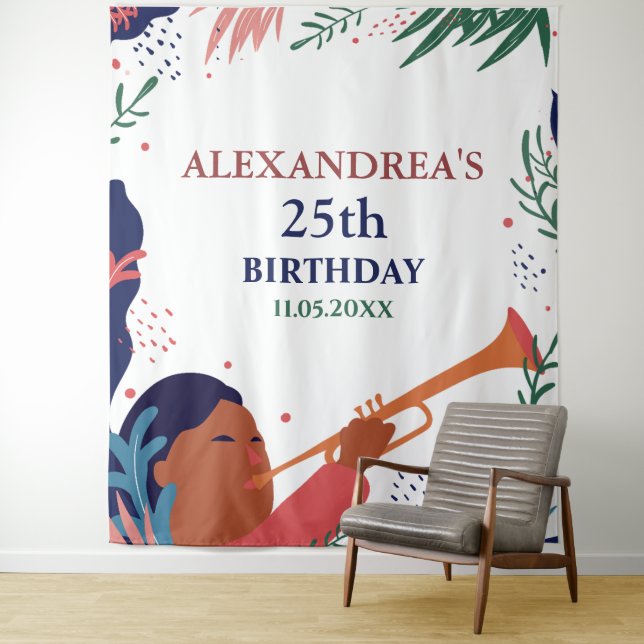Tapiz Foto de Cumpleaños Personalizada para Cabina con F (In situ)
