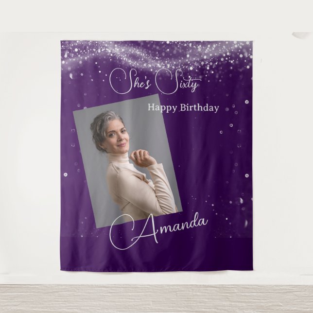 Tapiz Foto de cumpleaños sesenta (Anverso)