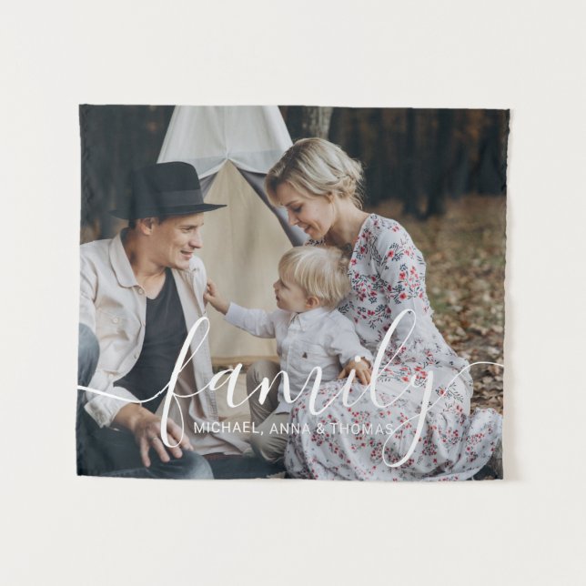 Tapiz Foto de familia Personalizado con nombre personali (Anverso (horizontal))