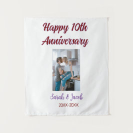 Tapiz Foto de feliz 10º aniversario de boda pareja nombr