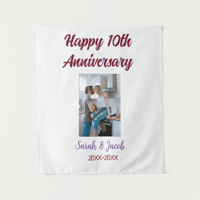 Tapiz Foto de feliz 10º aniversario de boda pareja nombr (Anverso)