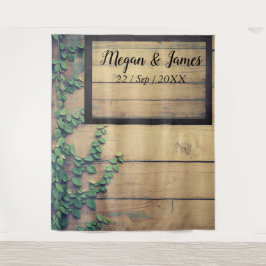 Tapiz Foto de fondo de Boda Rústico de Madera Antigua