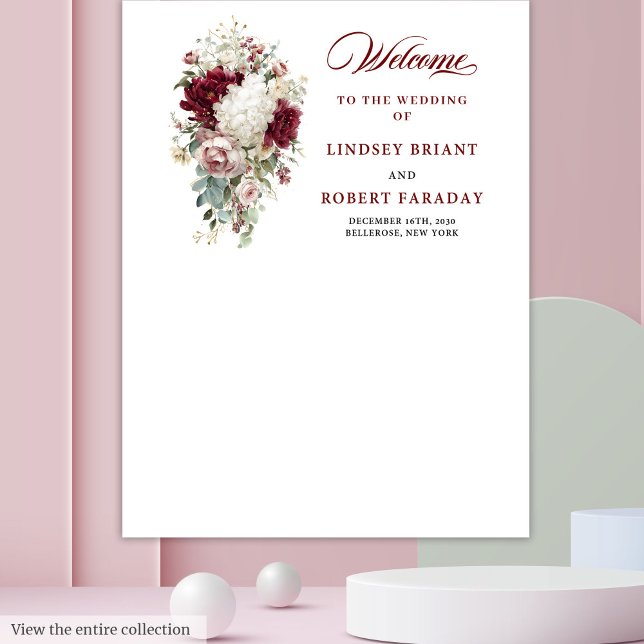 Tapiz Foto de fondo del romántico Boho Borgoña Boda (Romantic Boho Burgundy Wedding Photo Backdrop Prop)