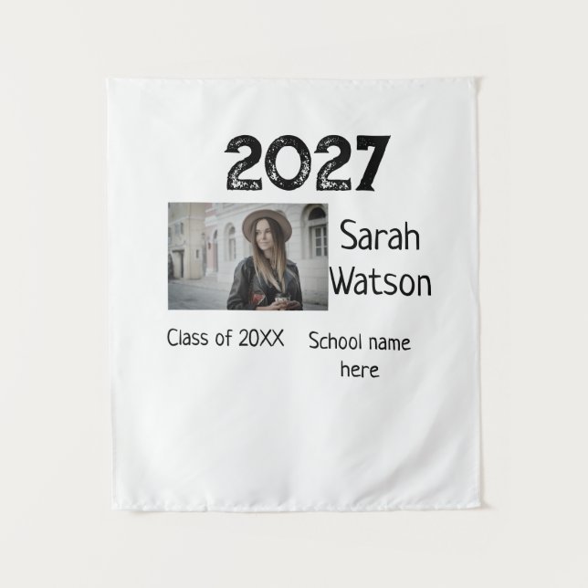 Tapiz foto de graduación simple clásica agregar año de c (Anverso)