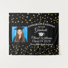 Tapiz Foto de graduado de oro negro Felicitaciones Clase
