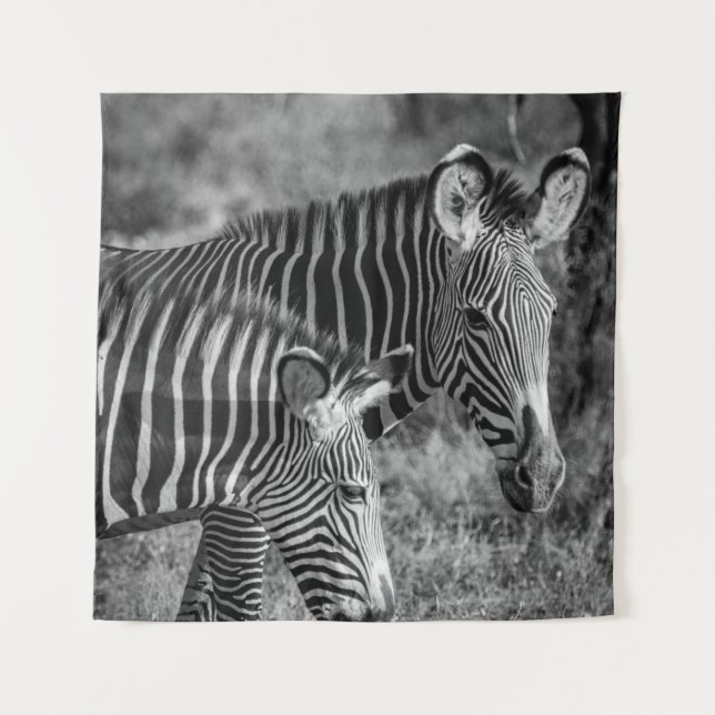 TAPIZ FOTO DE GRAYSCALE DE ZEBRAS (Anverso)