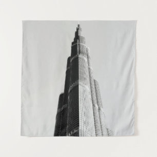 TAPIZ FOTO DE GRAYSCALE DEL EDIFICIO DE ALTO AUMENTO