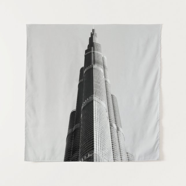 TAPIZ FOTO DE GRAYSCALE DEL EDIFICIO DE ALTO AUMENTO (Anverso)