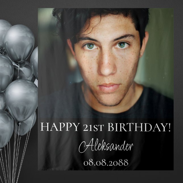 Tapiz Foto De La Fiesta Del Cumpleaños Fondo Blanco Y Ne (Subido por el creador)