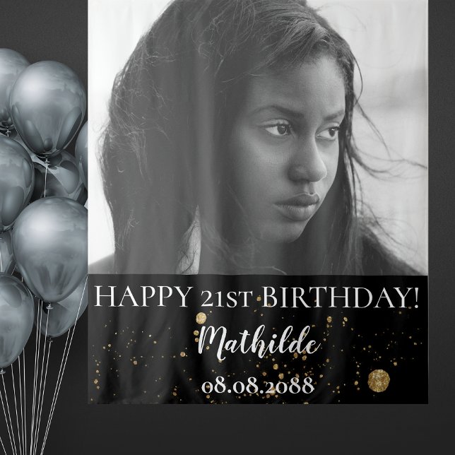 Tapiz Foto De La Fiesta Del Cumpleaños - Fondo Negro Y O (Subido por el creador)