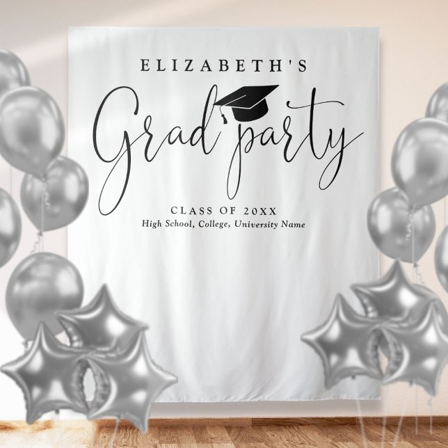 Tapiz Foto de la fiesta moderna de graduación (Modern Graduation Party Photo Backdrop)