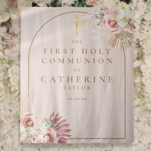 Tapiz Foto de la primera comunicación de Pampas Grass (Pampas Grass First Communion Photo Backdrop)