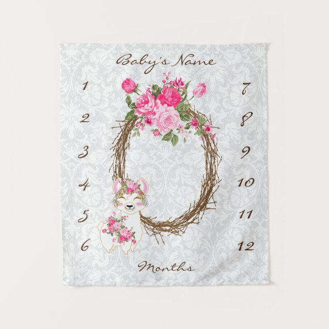 Tapiz Foto de niño hito, prop. con Llama (Anverso)