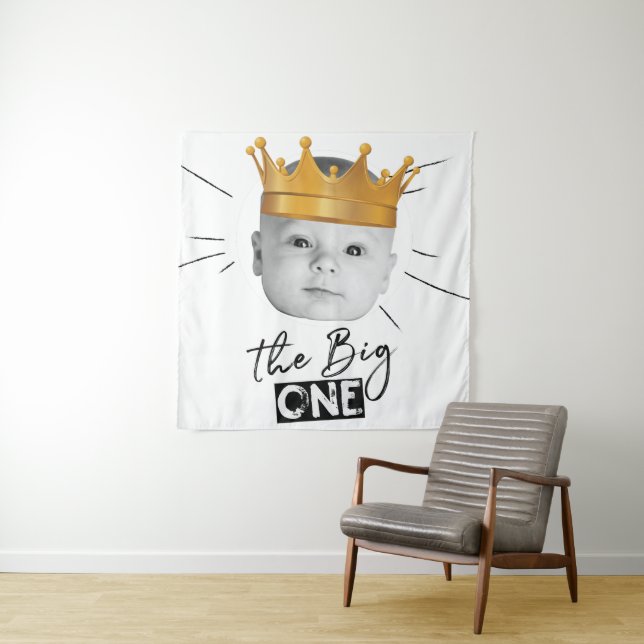 Tapiz Foto de primer cumpleaños en blanco y negro modern (In situ)