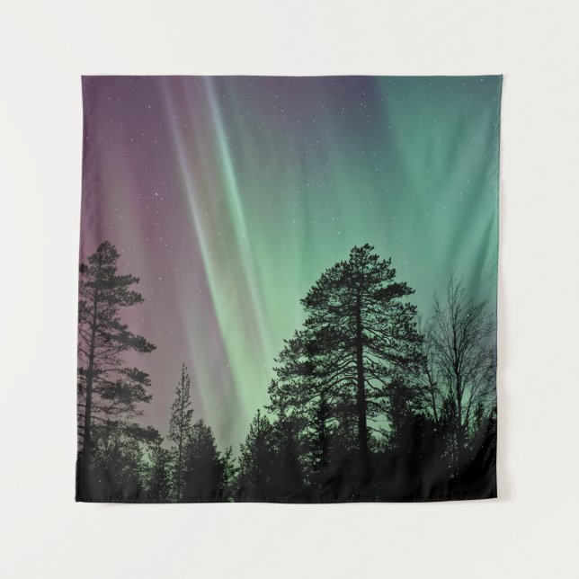 TAPIZ FOTO DE SILHOUETTE DE AURORA BOREALIS (Anverso)