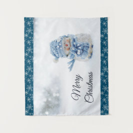 Tapiz Foto de un muñeco de nieve en invierno - Navidades