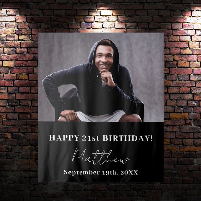 Tapiz foto de un personalizado de cumpleaños blanco negr (Subido por el creador)