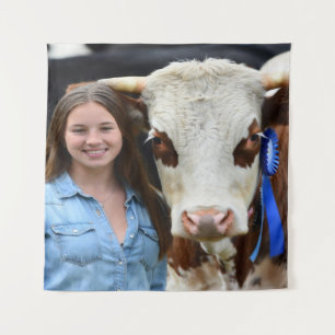 Tapiz Foto de vaca de exposición de ganado personalizada