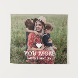 Tapiz Foto del Día de la Madre Cute Heart Love You Mamá