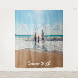 Tapiz Foto familiar texto de recuerdo de vacaciones de v