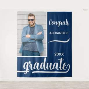 Tapiz Foto Moderna de Graduación Azul
