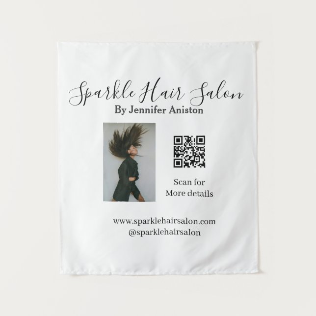 Tapiz Foto moderna peluquería pequeña empresa código QR (Anverso)