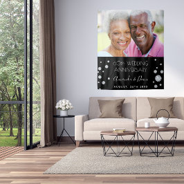 Tapiz foto negra del 60 aniversario de bodas de diamante