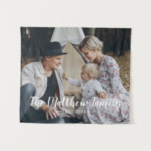 Tapiz Foto personalizada con apellido y año de fundación