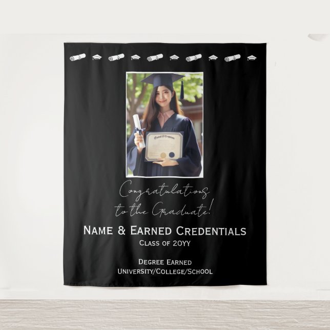 Tapiz Foto personalizada, tapón, fondo de graduación de  (Anverso)