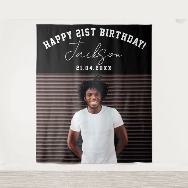 Tapiz Foto personalizado 21ª Fiesta de cumpleaños Fondo  (Anverso)