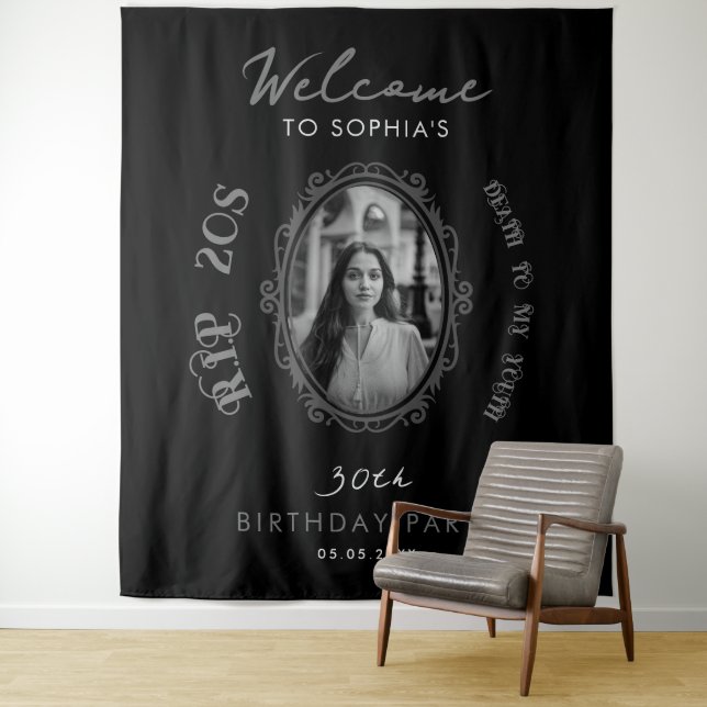 Tapiz Foto RIP 20030th Birthday Fiesta Welcome Backdrop (In situ)