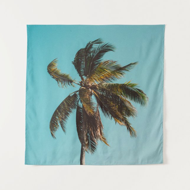 Tapiz Fotografía de bajo ángulo del árbol de coco (Anverso)