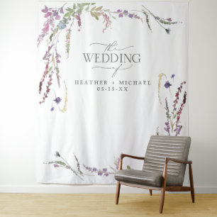 Tapiz Fotografía de Boda con Caligrafía de Flor Silvestr