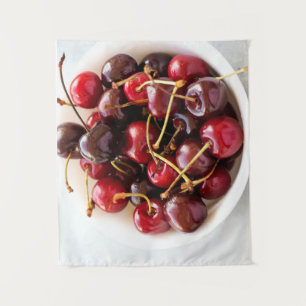 Tapiz Fotografía de cerezas rojas frescas en un tazón