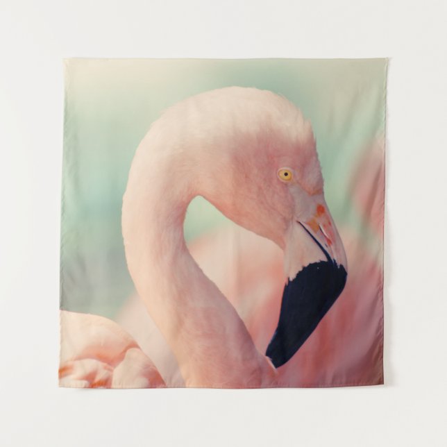 Tapiz Fotografía de foco poco profundo del flamingo rosa (Anverso)