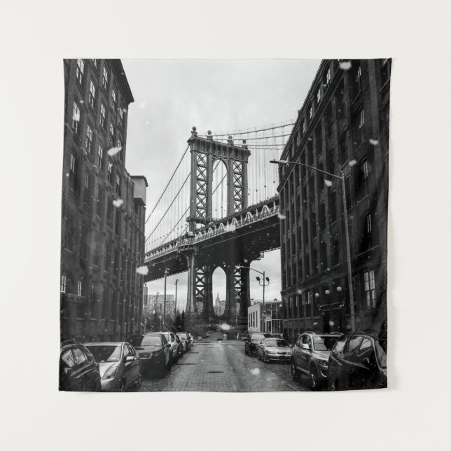 TAPIZ FOTOGRAFÍA DE GRAYSCALE DEL PUENTE BROOKLYN (Anverso)