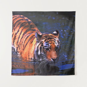 TAPIZ FOTOGRAFÍA DE SHALLOW FOCUS DE TIGRE MARRÓN Y NEGR