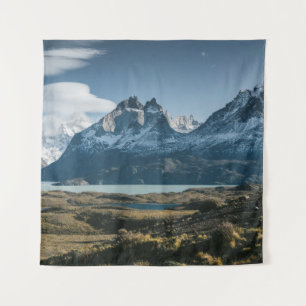 TAPIZ FOTOGRAFÍA DEL PAISAJE DE MONTAÑA NEGRA Y BLANCA