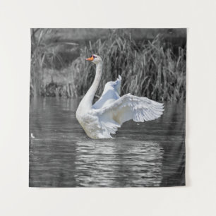 Tapiz Fotografía en blanco y negro de cisne