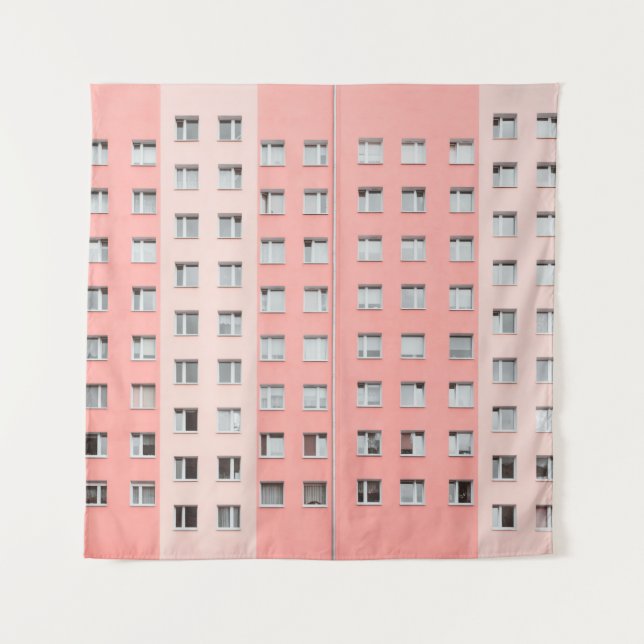 Tapiz FOTOGRAFÍA minimalista DEL EDIFICIO DE ALTO RIESGO (Anverso)