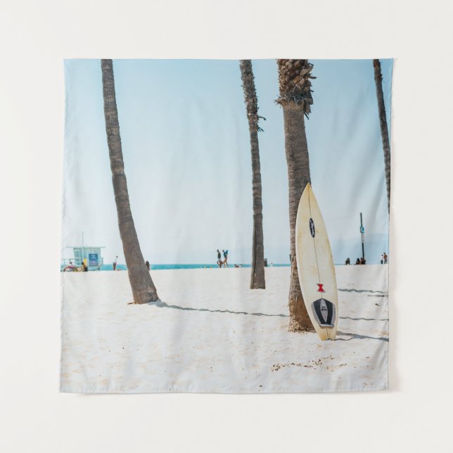 Tapiz Fotografía selectiva de la tabla de surf blanca (Anverso)