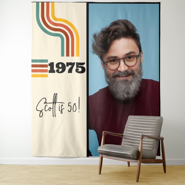 Tapiz fotográfico de la época de rayas retro 1975 (In situ)