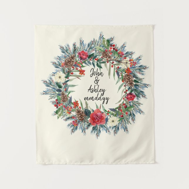 Tapiz Fotomatina de fondo de la recepción de la boda de  (Anverso)