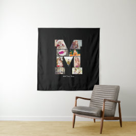 Tapiz Fotomontaje de letra M en blanco y negro