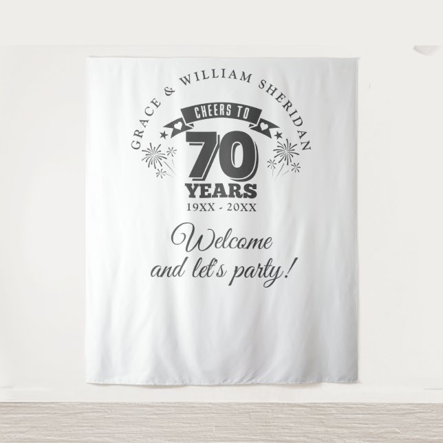 Tapiz Fotos de bienvenida al 70° aniversario (Anverso)