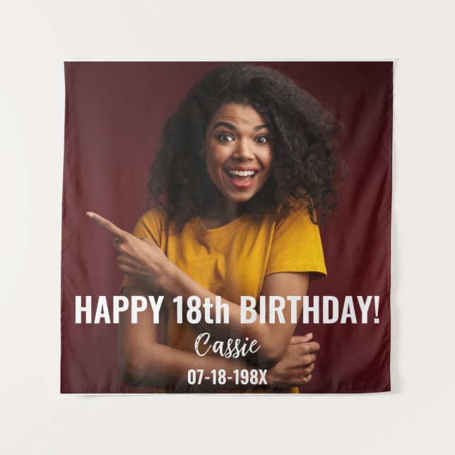 Tapiz Fotos de cumpleaños 18 u otro cumpleaños (Anverso)