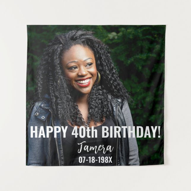 Tapiz Fotos de cumpleaños 40 u otro cumpleaños (Anverso)