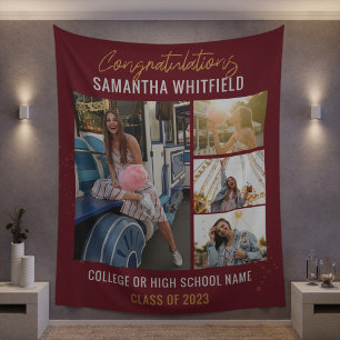 Tapiz Fotos de fiesta de graduación Burdeos 2026 Fondo