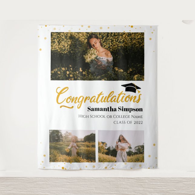 Tapiz Fotos de Graduado 3 Collage Graduación 2025 (Anverso)