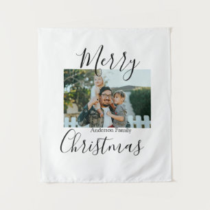Tapiz Fotos de la familia Feliz Navidad, moderno, elegan